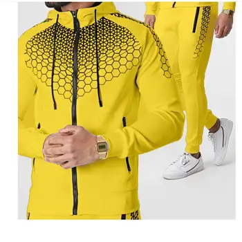 2021 delovna oblačila jakno za moške Hooded Suknjič+Hlače 2PC Določa baseball ohlapen Pulover plašč & Dolge Hlače Mens Oblačila