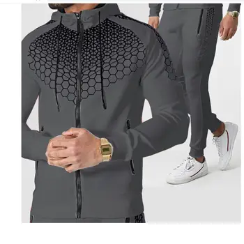 2021 delovna oblačila jakno za moške Hooded Suknjič+Hlače 2PC Določa baseball ohlapen Pulover plašč & Dolge Hlače Mens Oblačila