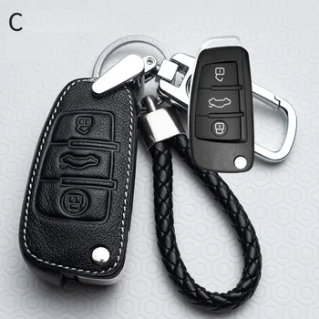 Usnje Avto Ključ Primeru Za Audi A1 A3 A4 A5 V7 A6 C5 C6 Avto Nosilec Lupini Daljinskega Zajema Avto-Styling keychain