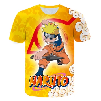 Konoha T-shirt Tiskanje Krog Vratu Kratka sleeved Fant Dekle Top Japonski Stripi Harajuku Street Fashion Majica otroška Oblačila