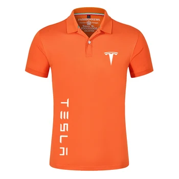 Poletje Tesla Car Logo Polo Majice Moške Kratek Rokav T Srajce Klasične Blagovne Znamke Tees Moški Bombaž Priložnostne Prilagodite Šport Ulične Vrh