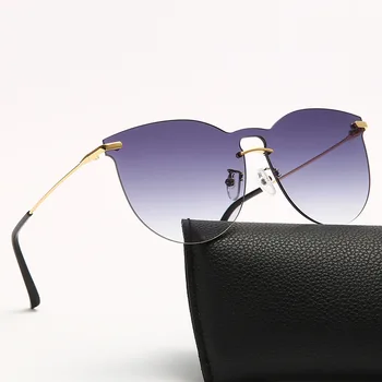 Nova Moda Rimless sončna Očala Luksuzne blagovne Znamke Design Ženske Prevelik Kovinska sončna očala UV400 Odtenki Očala oculos de sol 49421