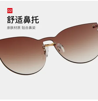 Nova Moda Rimless sončna Očala Luksuzne blagovne Znamke Design Ženske Prevelik Kovinska sončna očala UV400 Odtenki Očala oculos de sol