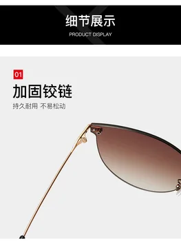 Nova Moda Rimless sončna Očala Luksuzne blagovne Znamke Design Ženske Prevelik Kovinska sončna očala UV400 Odtenki Očala oculos de sol