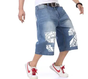 Poletne Moške Hlače Jeans Hip Hop Denim Boardshorts tiskanje Moda Hlače Svoboden Vrečasta Mens Hlače Dna Velike Velikosti 46 Moških 4945