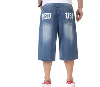 Poletne Moške Hlače Jeans Hip Hop Denim Boardshorts tiskanje Moda Hlače Svoboden Vrečasta Mens Hlače Dna Velike Velikosti 46 Moških