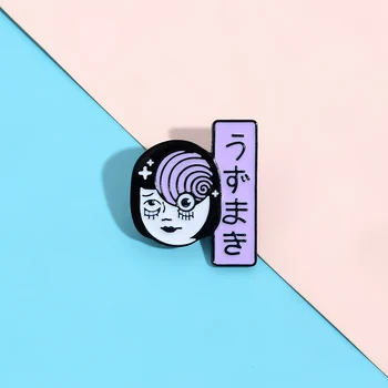 Japonski Čudno Ženska Obraz Zatiči Uzumaki Whirlpool Duh dekle Broške Značke na Reverjih za Nahrbtnik Nakit Darila za Prijatelje
