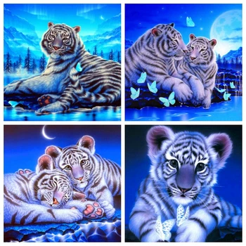 HUACAN 5D DIY Diamond Slikarstvo Tiger Živali Polni Sveder Kvadratnih Doma Dekoracijo Vezenje Sliko Handcraft Umetnosti Kompleti