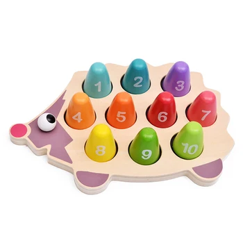 Lesene Jež Jigsaw Puzzle Igrača Naučijo, da Računajo tri-Dimenzionalni Ujemanje Puzzle za Otroke Ustvarjalno Izobraževalne Igrače 49903