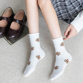 Nove nogavice ženske Japonski šoli korejska različica cev nogavice nosi risanka lolita loli študent bela črna modne nogavice 47 49957