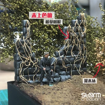 DIY Diorama Trte Drevesne Korenine Suho Model naprave Strnih Veje Miniaturni Scene Vojak Simulacije Prikrivanje Travo