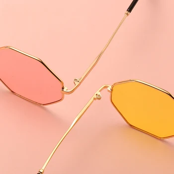 Edinstven Poligon Zlitine Okvir sončna Očala Za Ženske, Dekleta Kovinski Geometrijske Candy Barve Leče Dekoracijo sončna Očala UV400 5028