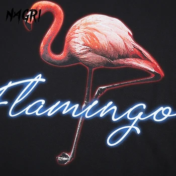 Moda za Moške Majice Poletje Flamingo Priložnostne Kratek Rokav T-shirt Hip-Hop Ulične Prevelik Črno Bel Graphic Tee Moški 50477