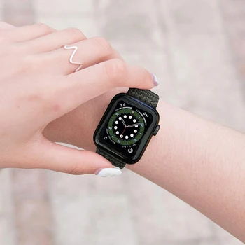 Najlon Pleteni Solo Zanke Trak tkanine Za Apple Watch band 44 mm 40 mm 38 mm 42mm Elastično Zapestnico za iWatch Serije 6 SE 5 4 3