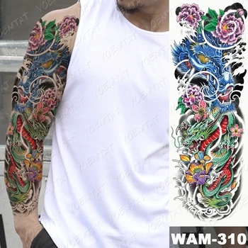 Veliko Roko Rokav Tatoo Japonski Tradicionalni Zmaj Nepremočljiva Začasnimi Tatto Nalepke Totem Body Art Polno Ponaredek Tattoo Ženske Moški 50911