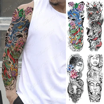Veliko Roko Rokav Tatoo Japonski Tradicionalni Zmaj Nepremočljiva Začasnimi Tatto Nalepke Totem Body Art Polno Ponaredek Tattoo Ženske Moški