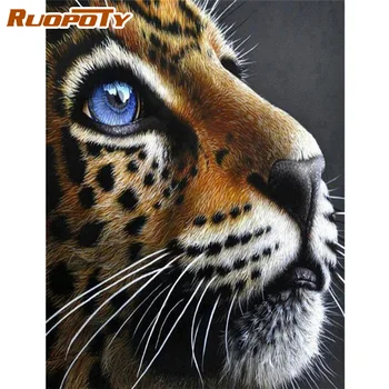 RUOPOTY 60x75cm Okvir Slikarstvo S Številko Za Odrasle Leopard Živali, Akrilne Barve Na Platnu, Barvanje Z Številke Za Domačo Decors
