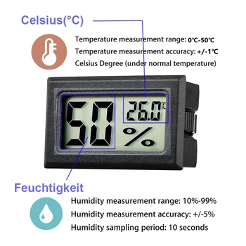 LCD Higrometer Elektronski Digitalni Zaslon Mini Temperaturni Senzor, Vgrajeni Termometer Priročno Avto Brezžični Termometer Črna