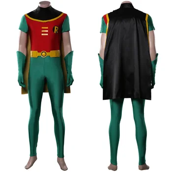 Teen Robin Cosplay Kostum Jumpsuit Obleke Halloween Carnival Kostumi 5107