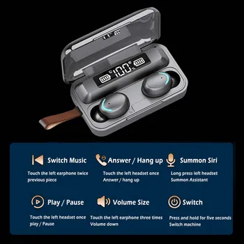 TWS Bluetooth 5.0 Slušalke 1200mAh Polnjenje Box Brezžične Slušalke F9 Stereo Šport Nepremočljiva Čepkov Slušalke Z Mikrofonom 51259