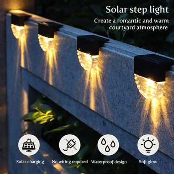 4Pcs Sončne Luči Sončne Korak Luči Nepremočljiva Prostem LED Sončne Ograjo Luči Za Teras Stopnicah Dvorišču, Vrt Ograje Sončne Svetilke