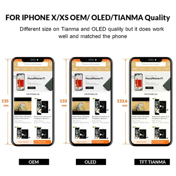 5PCS TFT Za iphone X XR XS XsMax LCD Za NE Dead Pixel s 3D Zaslonom na Dotik Skupščine Zamenjava z Senor Obroč Za iPhone X