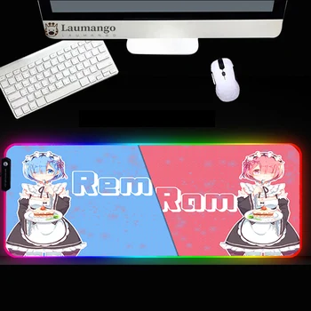 RGB Mousepad REZERO Anime Dekle, Veliki Gaming Mouse pad LED Osvetljen Mat Gaming Pripomočki Mousemat tapis de souris igralec 51675