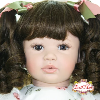 60 cm Bebes prerojeni princesa malčka Silikonski prerojeni baby lutke za otroke darilo lepo obleko curlyhair ročno otroci darilo lutka