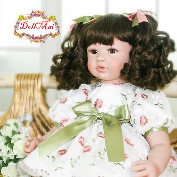 60 cm Bebes prerojeni princesa malčka Silikonski prerojeni baby lutke za otroke darilo lepo obleko curlyhair ročno otroci darilo lutka