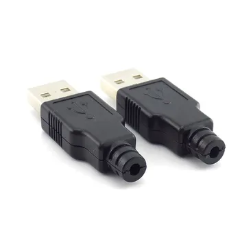 3 v 1 Tip A Moški 2.0 USB Vtičnica Priključek 4 Pin Plug Z Črn Plastični Pokrov na primer s spajkanjem Tip DIY Priključek