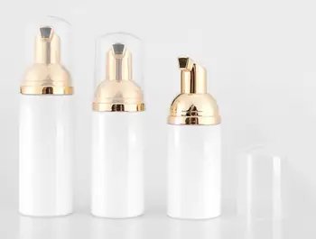 10pcs/veliko Praznih 30 ml/60ml kozmetični facial Cleanser pranje krema Plastične bele hišne tekoče milo Pene steklenico z zlatim foamer črpalka