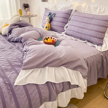 3/4pcs sladko korejskem slogu posteljnino posteljnina nabor Ruffles posteljnina za dom postelja kritje postelj nastavite lepe rjuhe Bedspread vzglavnik 52556