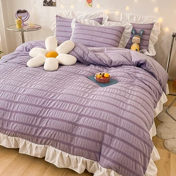 3/4pcs sladko korejskem slogu posteljnino posteljnina nabor Ruffles posteljnina za dom postelja kritje postelj nastavite lepe rjuhe Bedspread vzglavnik