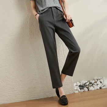 Devet-točka obleko hlače ženske svoboden cigaret hlače spomladi in poleti novi korejski slog naravnost hlače visoko pasu priložnostne hlače 52675