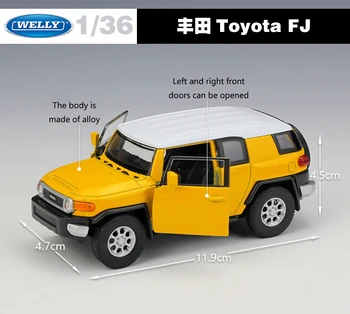 Welly Diecast 1:36 Obsega Simulator Toyota FJ SUV Off-Road Model Avtomobila Potegnite Nazaj, Avto Kovinske Zlitine Igrača Avto Za Otroke Darilo Zbirka