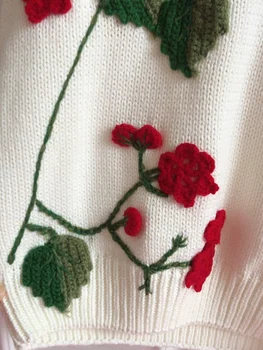 Elegantno Cvet Vezenje ženske pulover Jeseni, pozimi dolg rokav pleteni pulover ženske Ulične ženski pulover skakalec 5473
