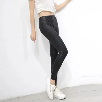 Jeans Ženska Moda Plus Velikost Trdnih Hlač Seksi Usnje Tesen Dokolenke Hlače Stranka Street Nositi Vseh Letnih Časih Hlače 2021