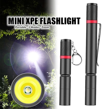 1PC XPE Glare Svetilka Mini Prenosni 3 Načini Močno Svetlobo-low Light-flash Zoom Svetilka Zunanji Žep Svetlobe S Peresom Posnetek 55096
