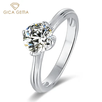 GICA GEMA 925 Sterling Silver Obroči Za Ženske 6,5 mm Moissanite Diamantno Obletnico Poroke Lady Darila Fine Nakit 55183