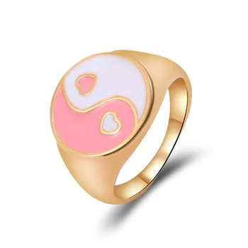 2021 moda letnik yin yang nekaj srce obroči za ženske, moške punk gothic emajl geometrijske zlato barvo ulične prst prstan