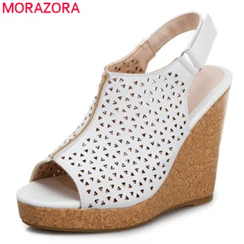 MORAZORA 2021 visokih petah klini platformo sandali ženske čevlje peep toe votlih iz poletje stranka priložnostne čevlji dame sandali