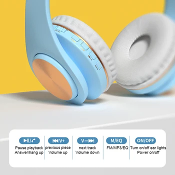 NOVA LED Mačje Uho Brezžične Slušalke Kovinski občutek, Naušniki, Slušalke Bluetooth 5.0 Otroci Slušalke Podpira TF Kartice Z Mikrofoni 561