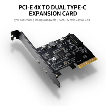 USB3.1 Razširitveno Kartico PCI-E 4X Dvojni Tip-C vmesniško Kartico Pretvornik Kartico 10Gbps pasovne širine Podporo Vroče Priklopom