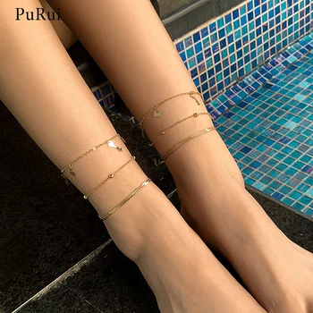PuRui Večplastna Majhne Zaklepanje/Ključ Obesek Verižice za Ženske Modne Verižice Zapestnica za Gleženj Poletje Zapestnico na Noge/Stopala Verige