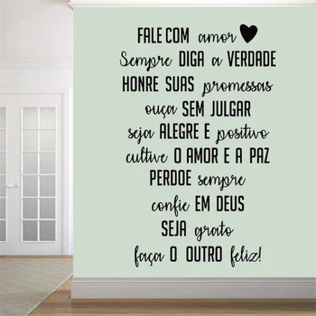 Stenske Nalepke Fale Com Amor Sempre Diga A Verdade Portugalska Ponudbe Plakat Izmenljive Vinil dnevna soba Nalepko Domov Dekoracijo RU2132 56595