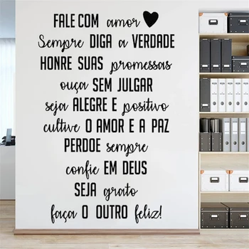 Stenske Nalepke Fale Com Amor Sempre Diga A Verdade Portugalska Ponudbe Plakat Izmenljive Vinil dnevna soba Nalepko Domov Dekoracijo RU2132