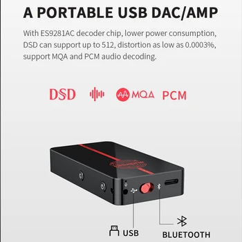 Hilidac Audirect Žarek 3plus Bluetooth Prenosni MQA USB DAC AMP Mini Ojačevalnik za Slušalke ES9281AC Čip DSD512 3.5/4.4 mm Izhod 56702