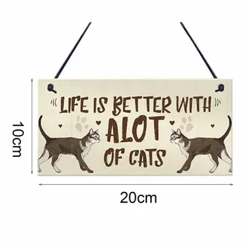 Leseno Ploščo, ki Visi Načrta Vizualni Učinek Oko-lov Luštna Mačka Vzorec Dekorativno Leseno Znamenje za Dom