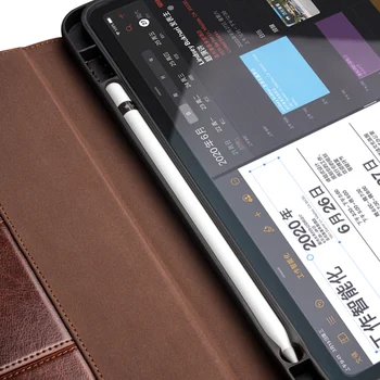 QIALINO Poslovnih Pravega Usnja Flip Case za iphone Pro Za 12,9 2018/20 Ultra Tanek Ročno Stojalo za Tablične Cover za iPad Pro 11 2021
