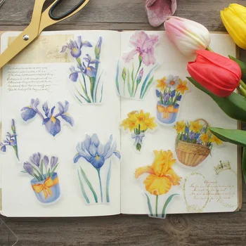 20pcs VELIKA Velikost Modro Rumeno Iris Design Papir, Nalepke, Kot Ustvarjalne Obrti, Papir v Ozadju Scrapbooking DIY Uporabo
